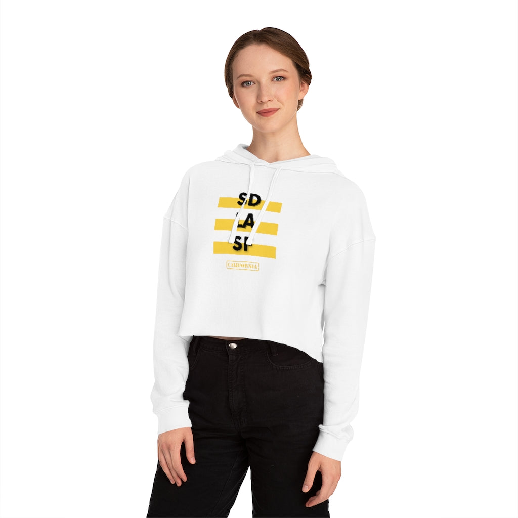 SD LA SF California Cropped Women's Hoodie (Yellow)