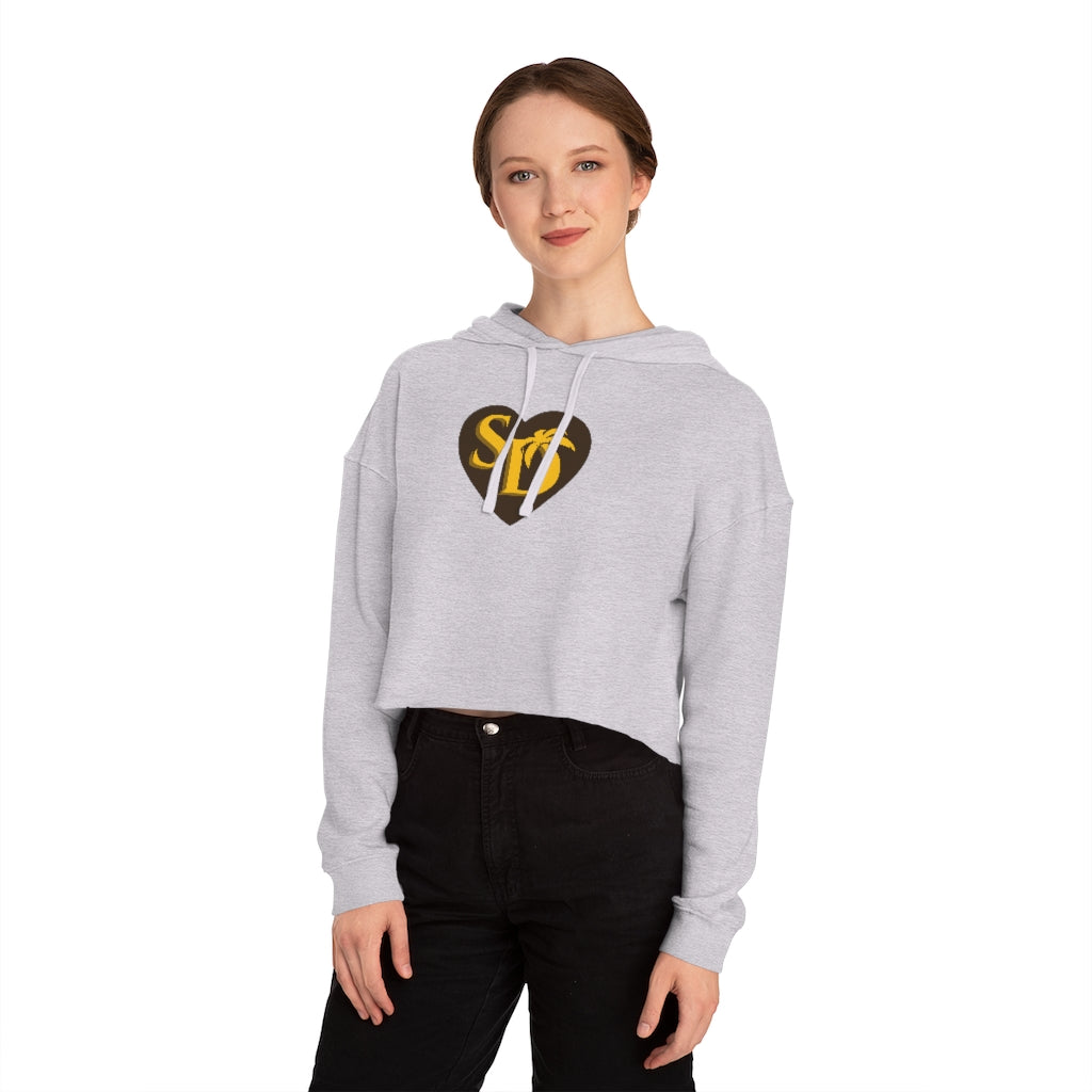 I Heart SD Brown & Gold Women's Cropped Hoodie