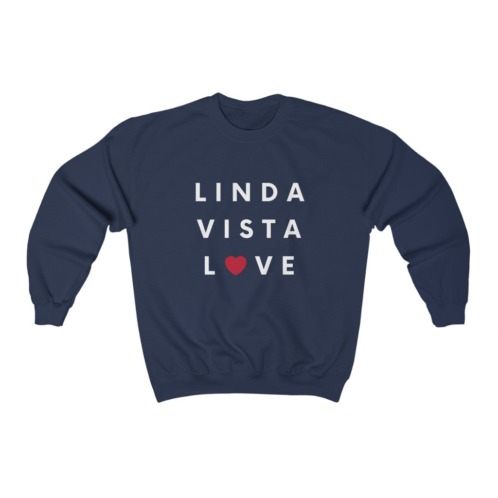 Linda Vista Love Crewneck Sweatshirt (Red Heart) (Unisex)