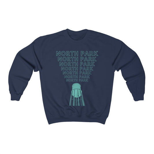 "Yell North Park" Water Tower Sweatshirt, SD Sweater (Green) (Unisex)