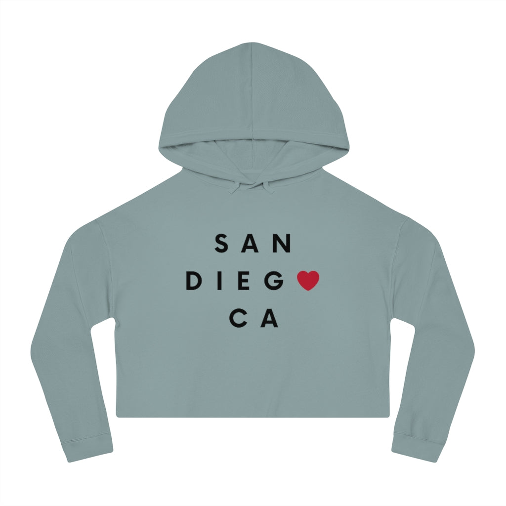 San Diego CA Women's Cropped Top Hoodie, SD Hooded Sweatshirt