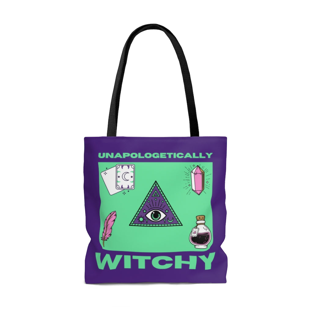 Unapologetically Witchy Purple and Green Tote Bag