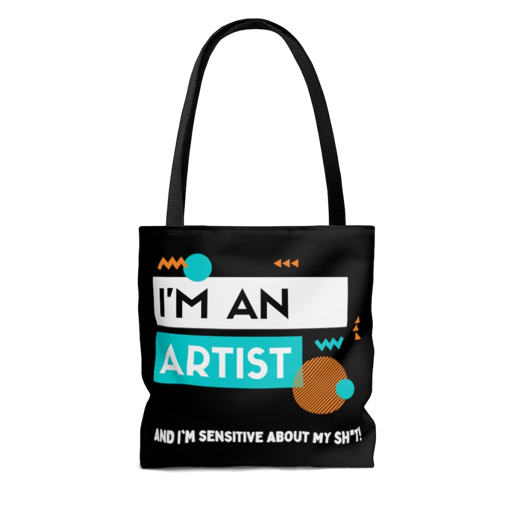 I'm an Artist Teal and Black Tote Bag