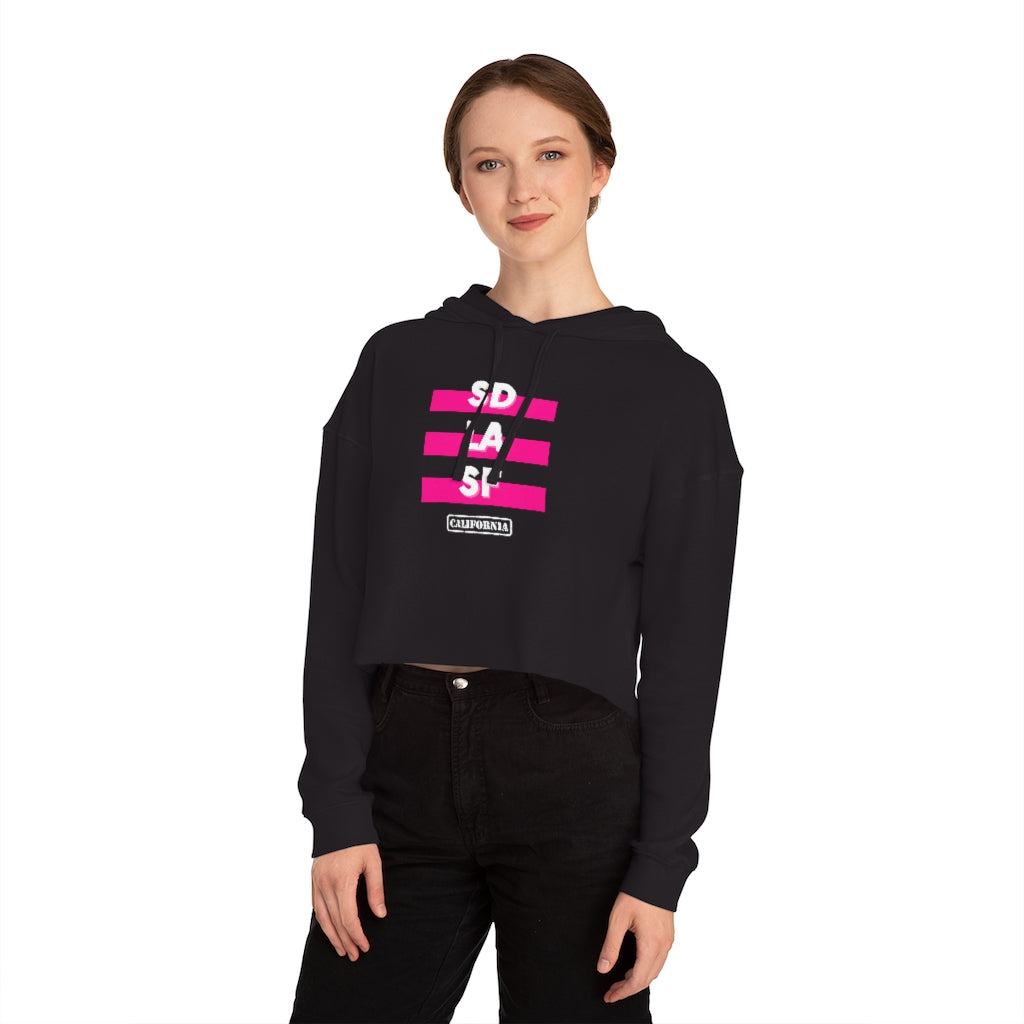 SD LA SF California Cropped Women's Hoodie (Pink)