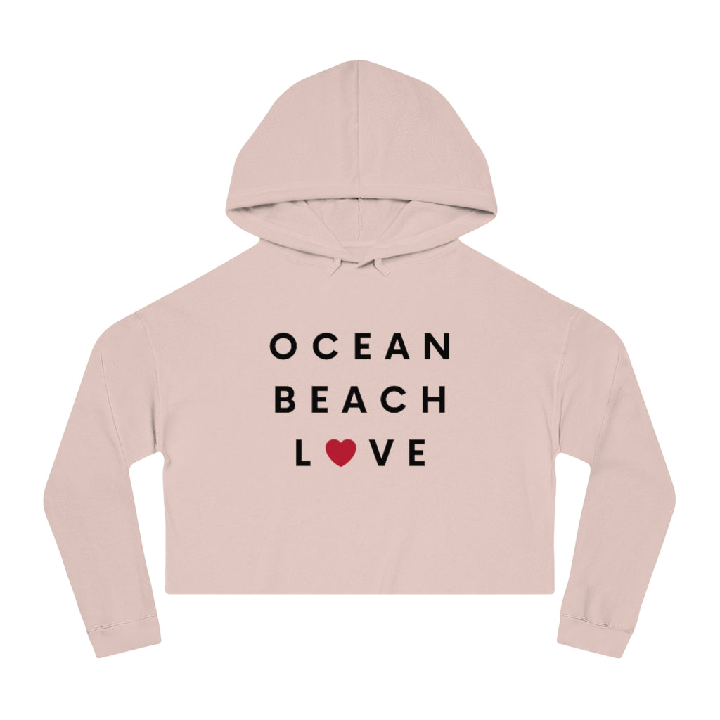 Ocean Beach Love Cropped Hoodie, SD Women's Hooded Sweatshirt