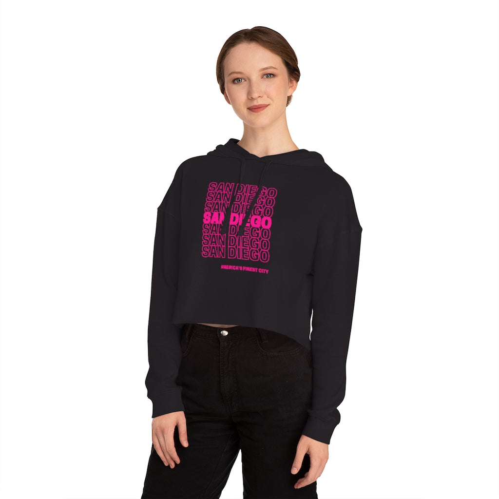 San Diego "Thank You" Cropped Women's Hoodie (Pink)