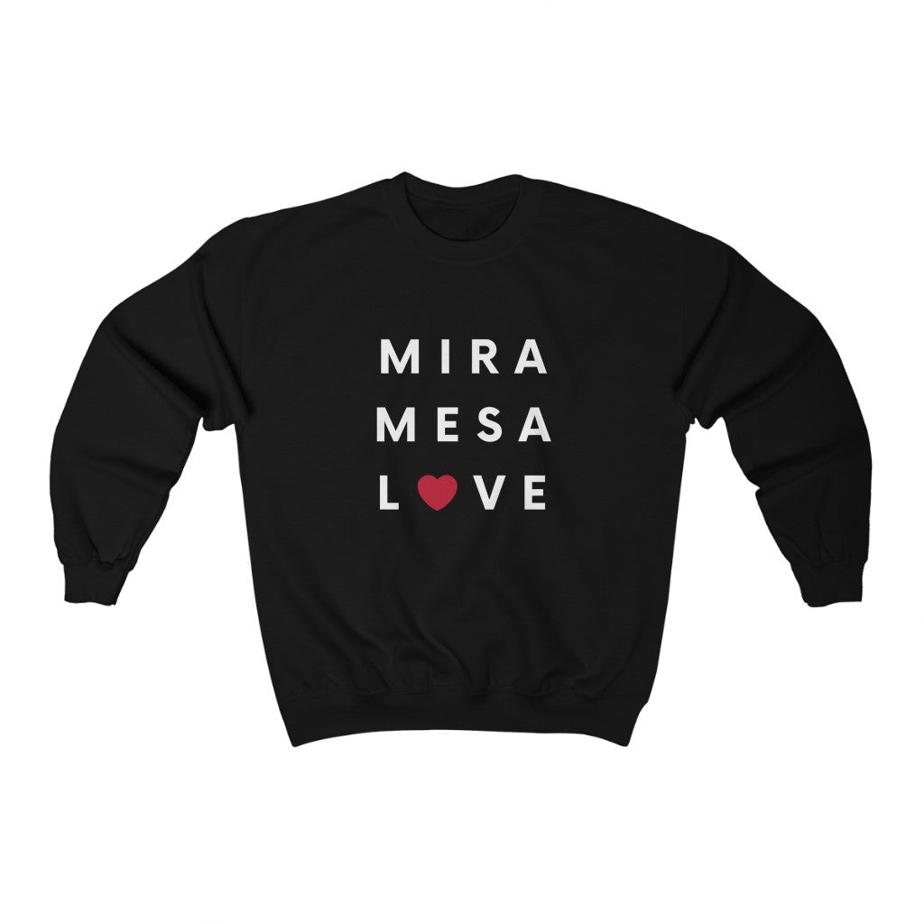 Mira Mesa Love Crewneck Sweatshirt (Red Heart) (Unisex)