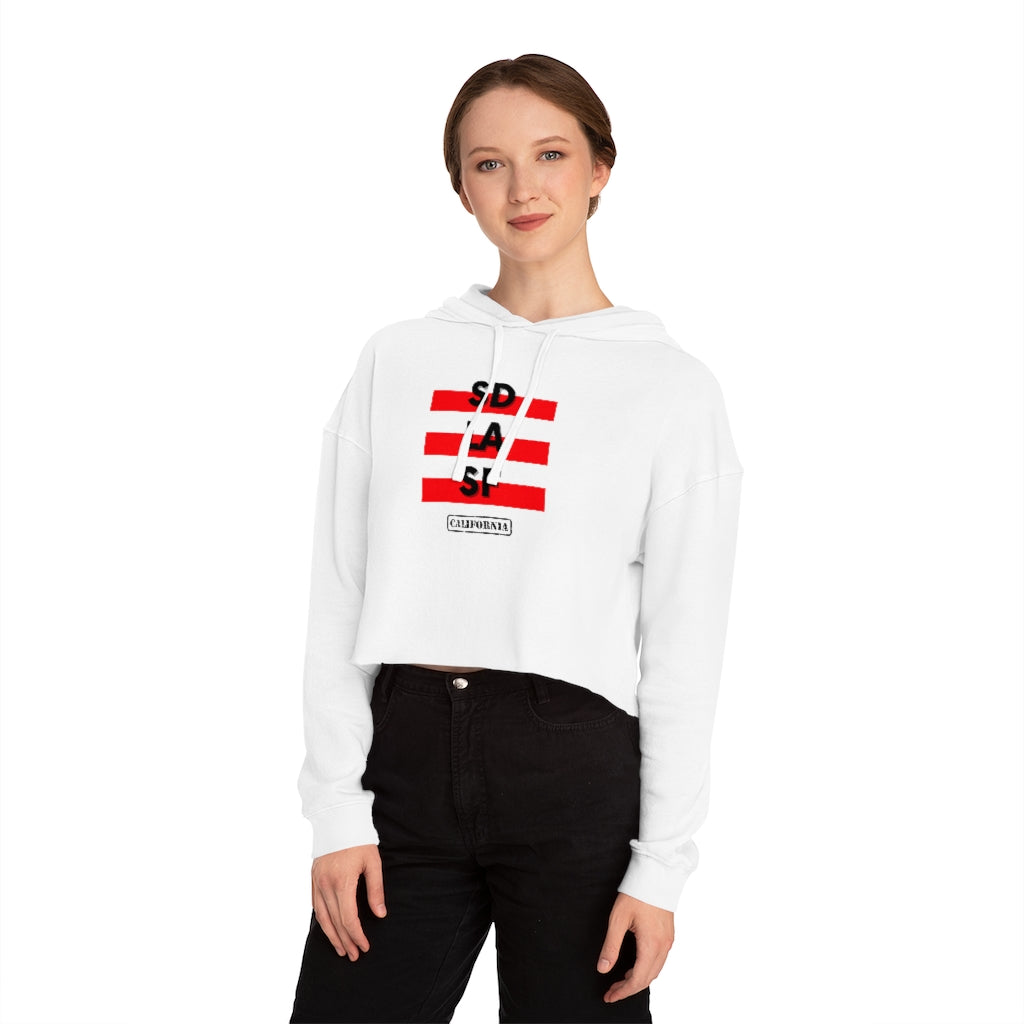 SD LA SF California Cropped Women's Hoodie (Red)