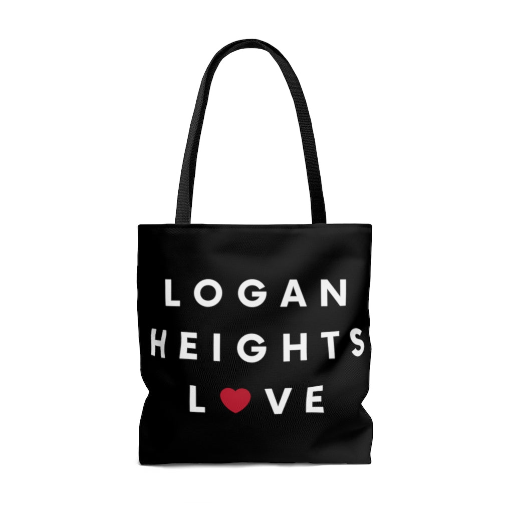 Logan Heights Love Black Tote Bag, San Diego Neighborhood Beach Bag