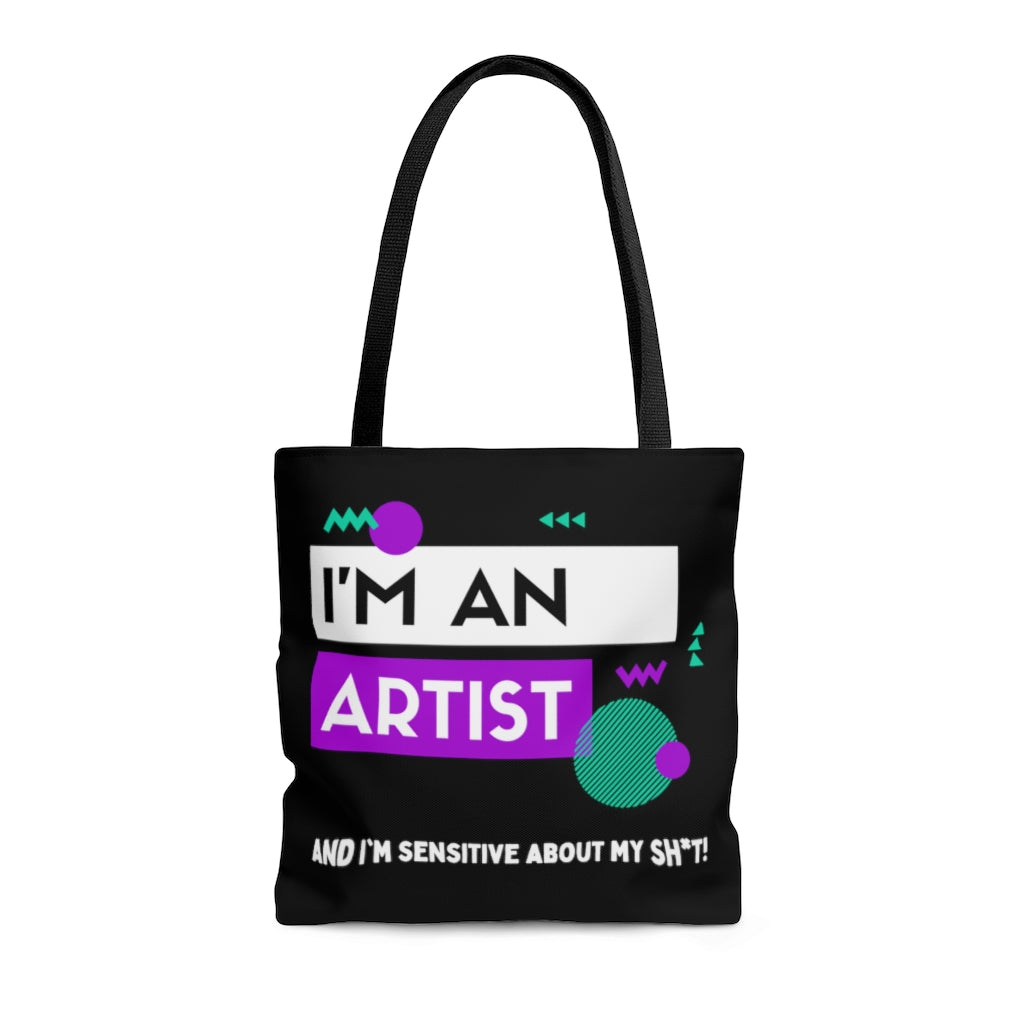 I'm an Artist Purple and Black Tote Bag