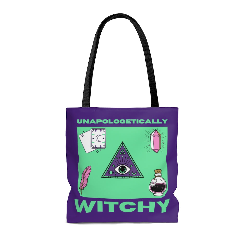 Unapologetically Witchy Purple and Green Tote Bag