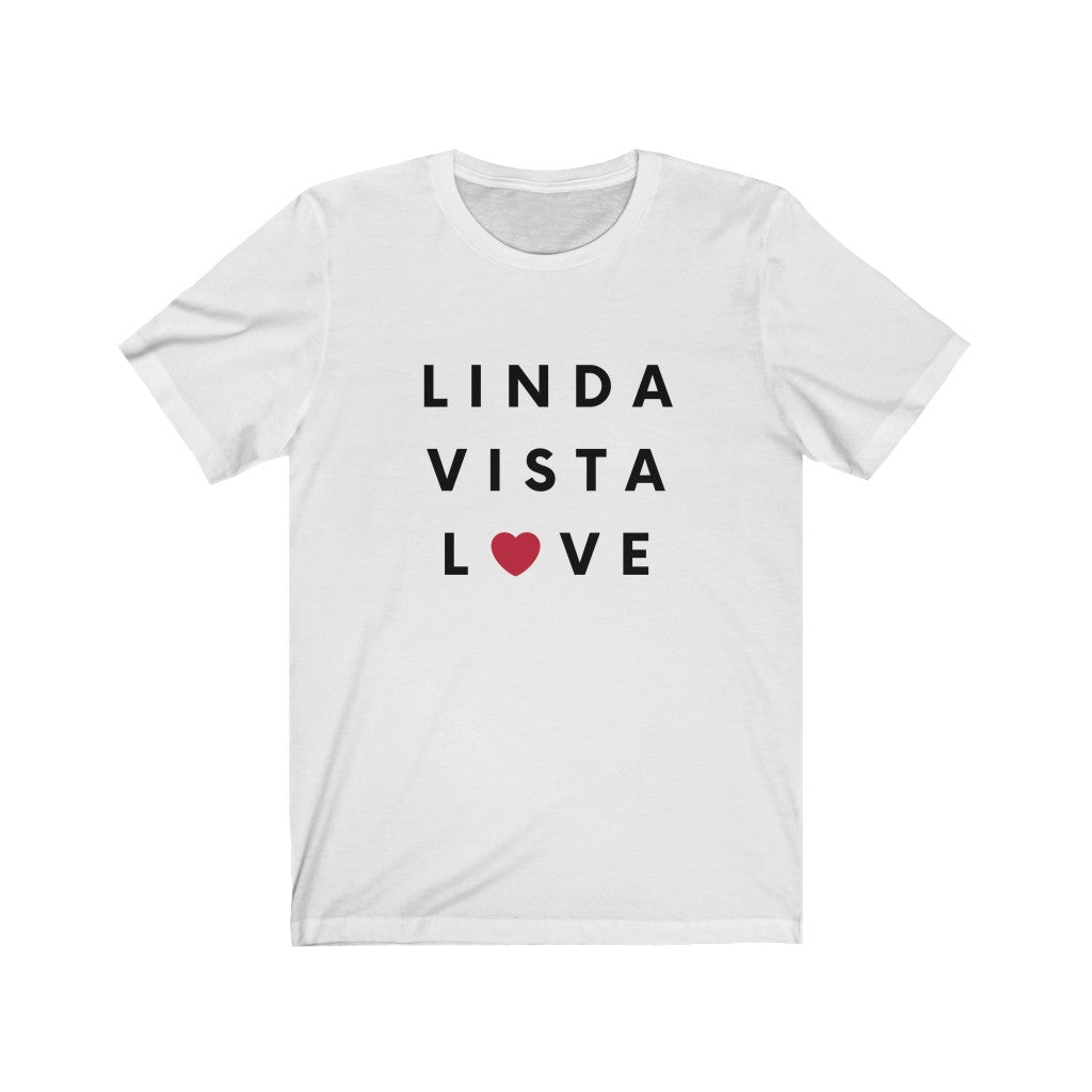 Linda Vista Love Love T-Shirt, SD Tee (Red Heart) (Unisex)