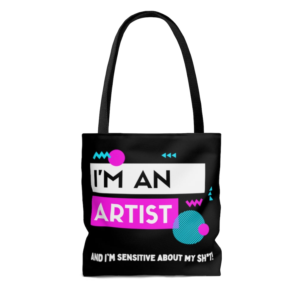 I'm an Artist Pink and Black Tote Bag