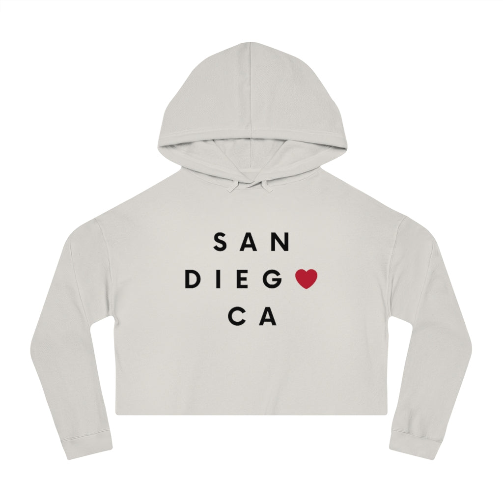 San Diego CA Women's Cropped Top Hoodie, SD Hooded Sweatshirt