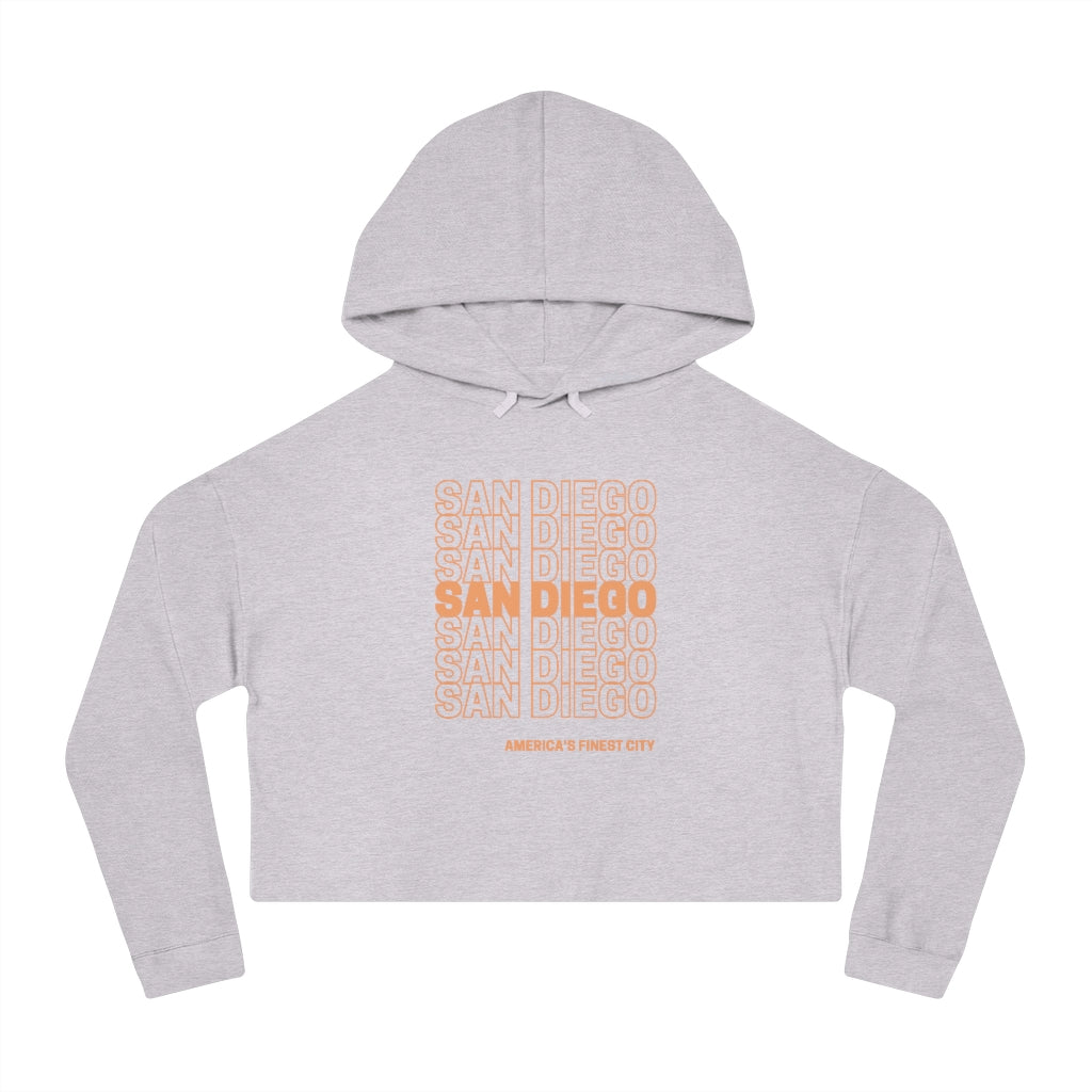 San Diego "Thank You" Cropped Women's Hoodie (Orange)