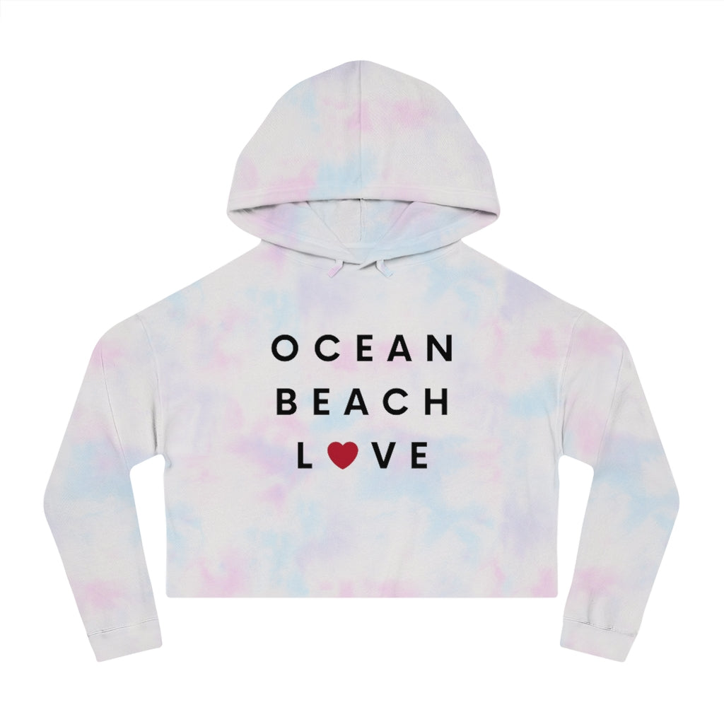 Ocean Beach Love Cropped Hoodie, SD Women's Hooded Sweatshirt