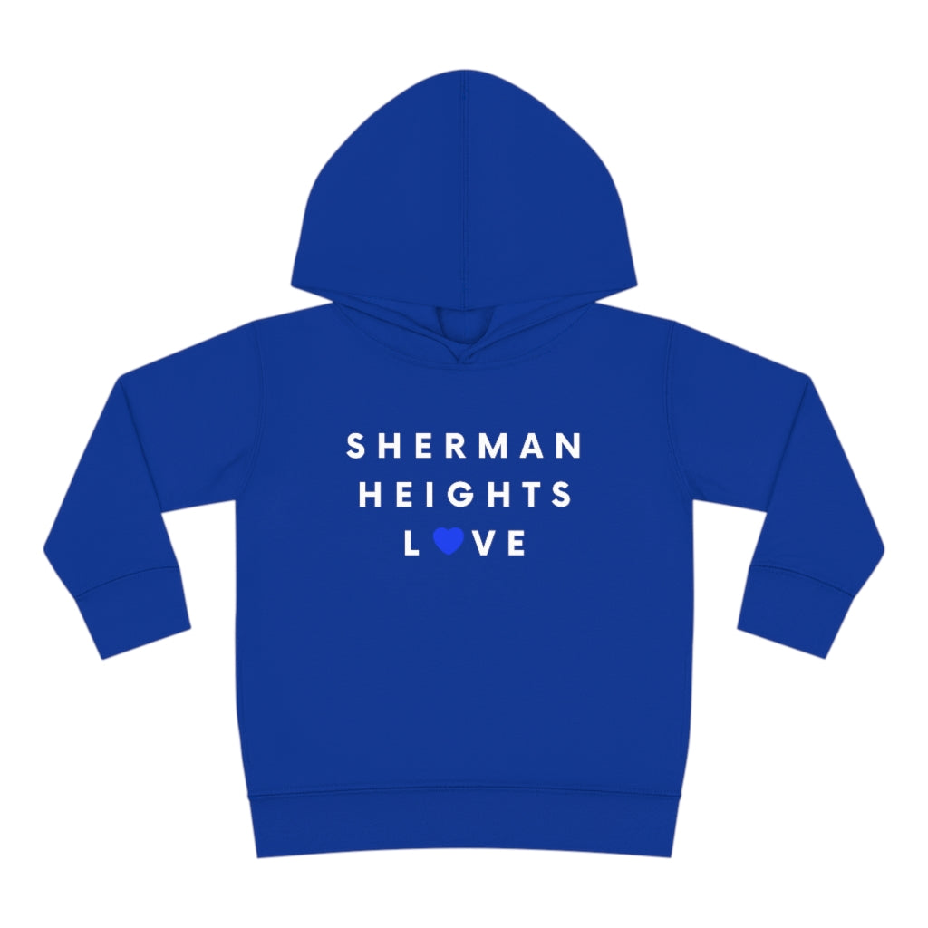 Sherman Heights Love Toddler Hoodie, Kid's Pullover Fleece Hooded Sweater (Blue Heart)