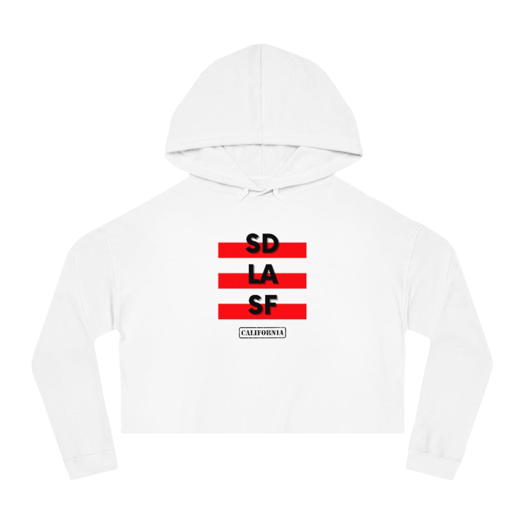 SD LA SF California Cropped Women's Hoodie (Red)