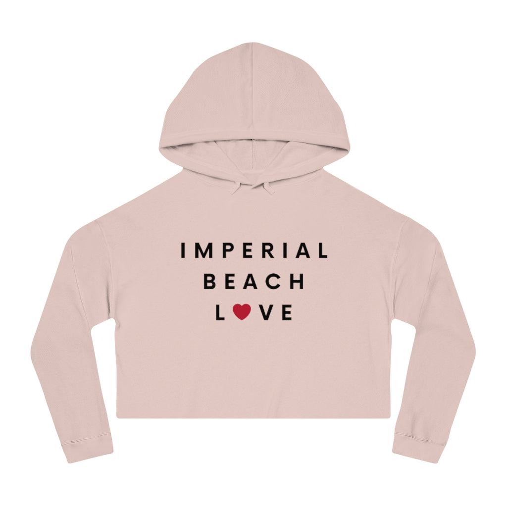 Imperial Beach Love Cropped Hoodie, IB Women's Hooded Sweatshirt