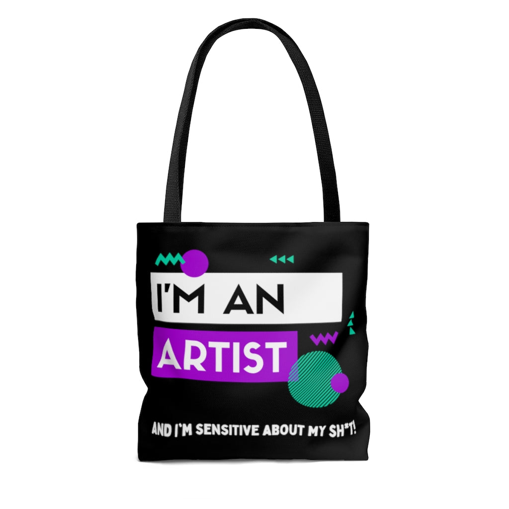 I'm an Artist Purple and Black Tote Bag