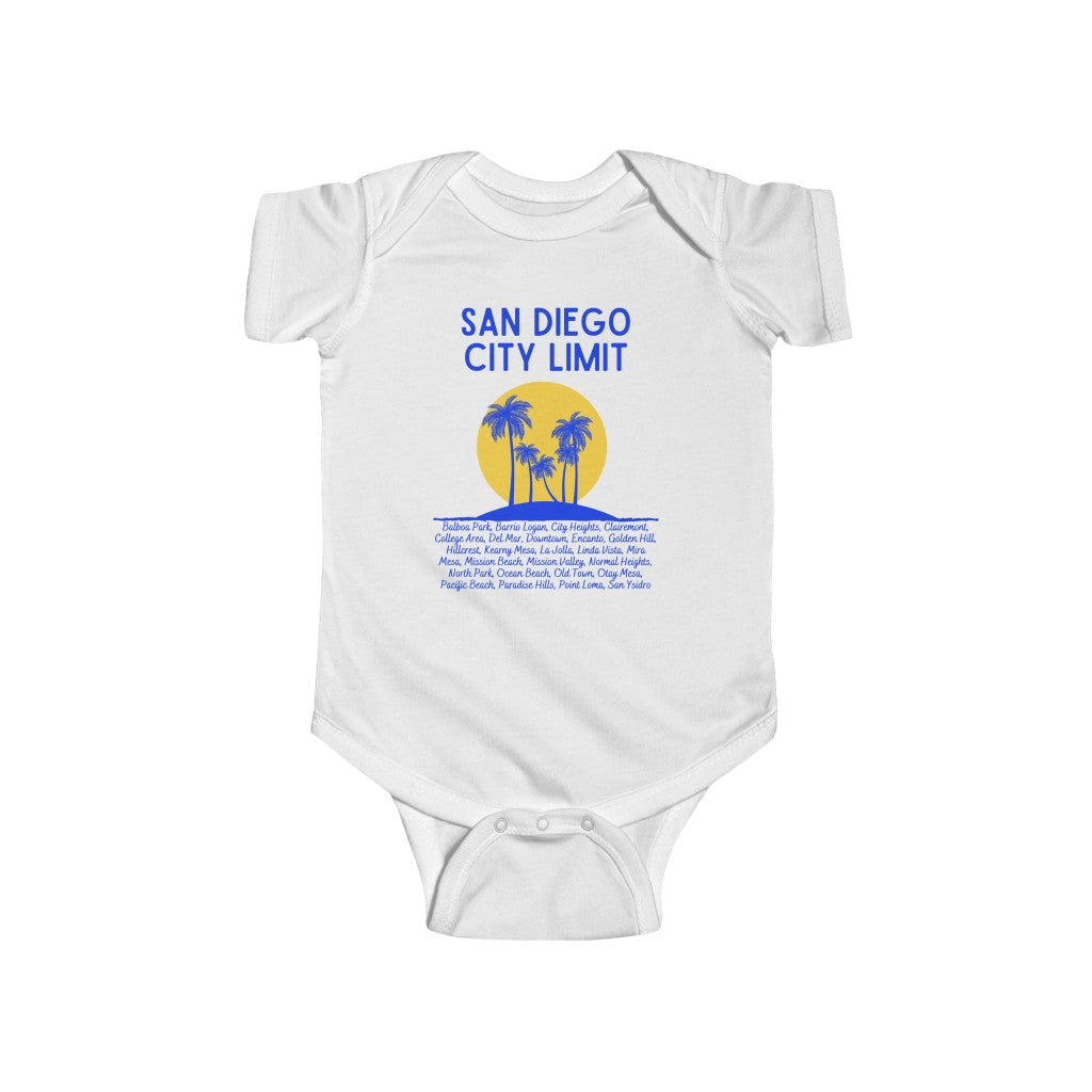 San Diego City Limit Baby Onesie, SD Infant Bodysuit