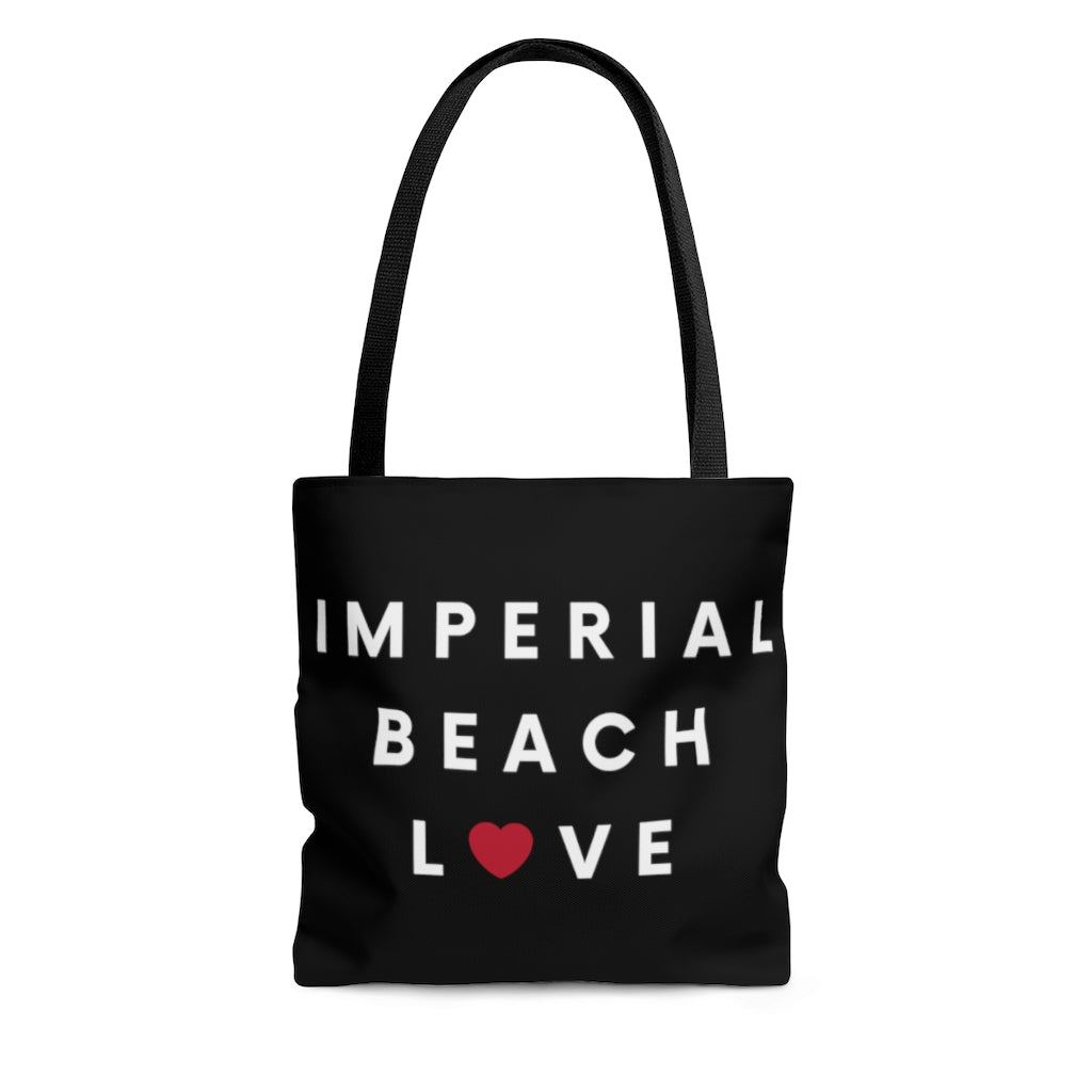 Imperial Beach Love Black Tote Bag, IB San Diego County Neighborhood Beach Bag