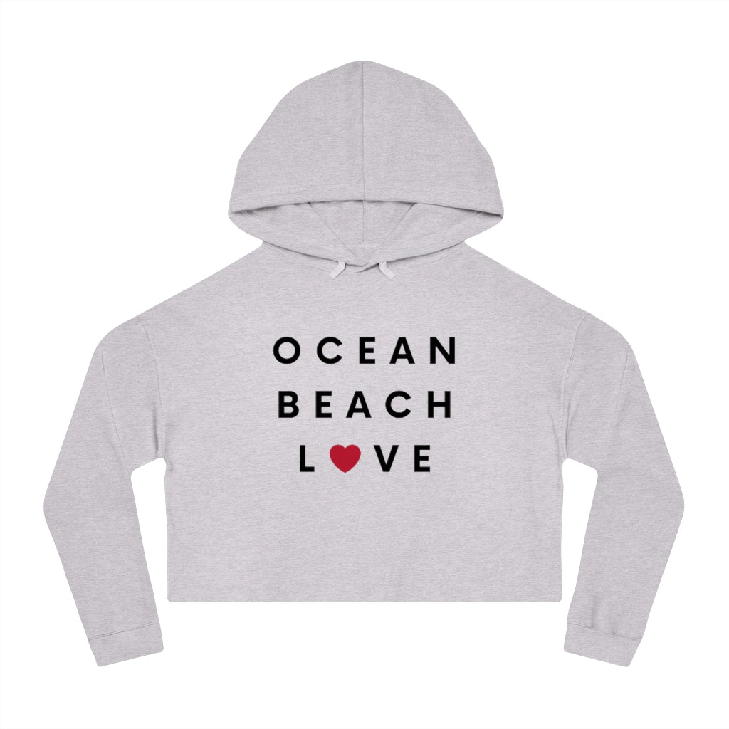 Ocean Beach Love Cropped Hoodie, SD Women's Hooded Sweatshirt