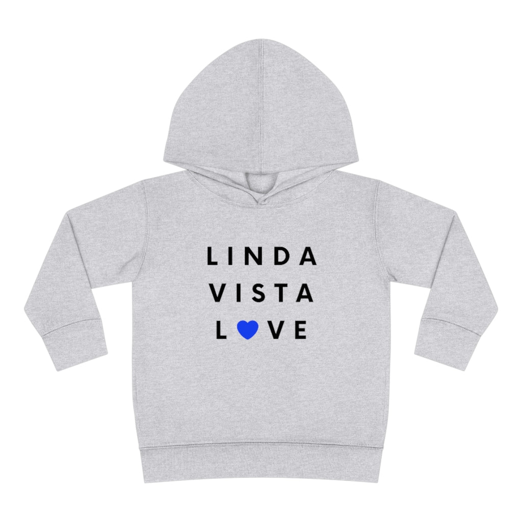 Linda Vista Love Toddler Hoodie, Kid's Pullover Fleece Hooded Sweater (Blue Heart)