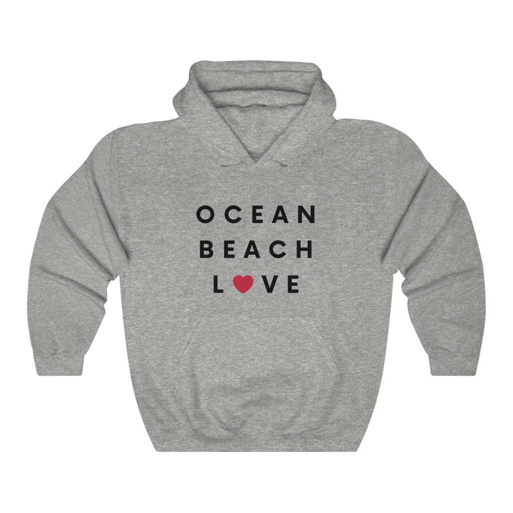 Ocean Beach Love Hoodie, San Diego Love Hooded Sweatshirt (Unisex) (Multiple Colors Avail)