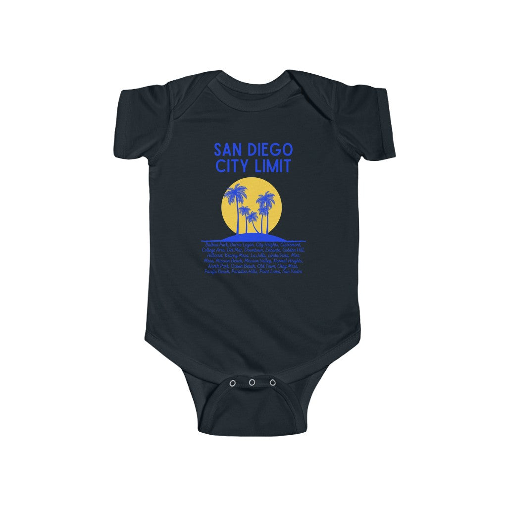 San Diego City Limit Baby Onesie, SD Infant Bodysuit