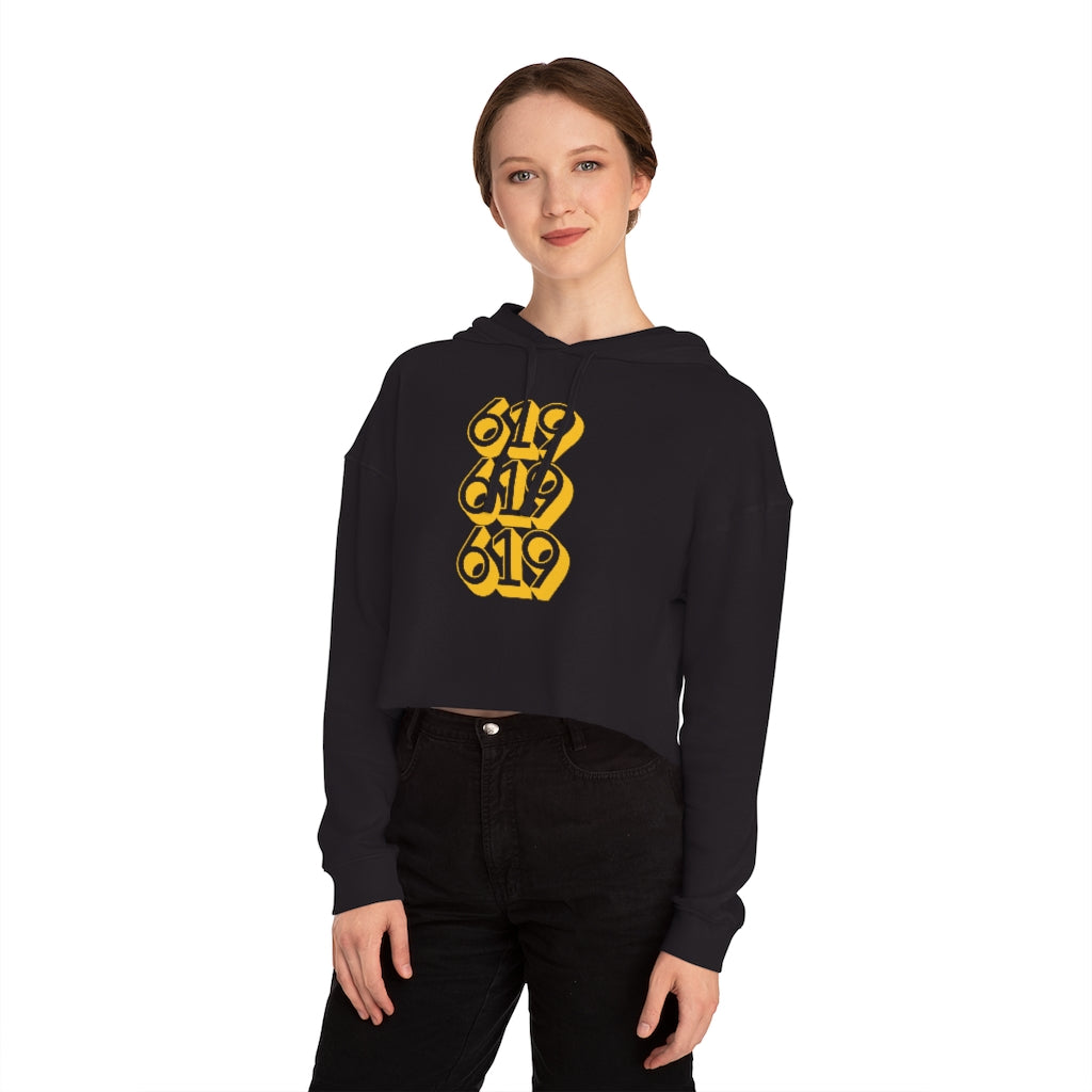 619 Cropped Women's Hoodie | San Diego Brown and Gold Sweatshirt
