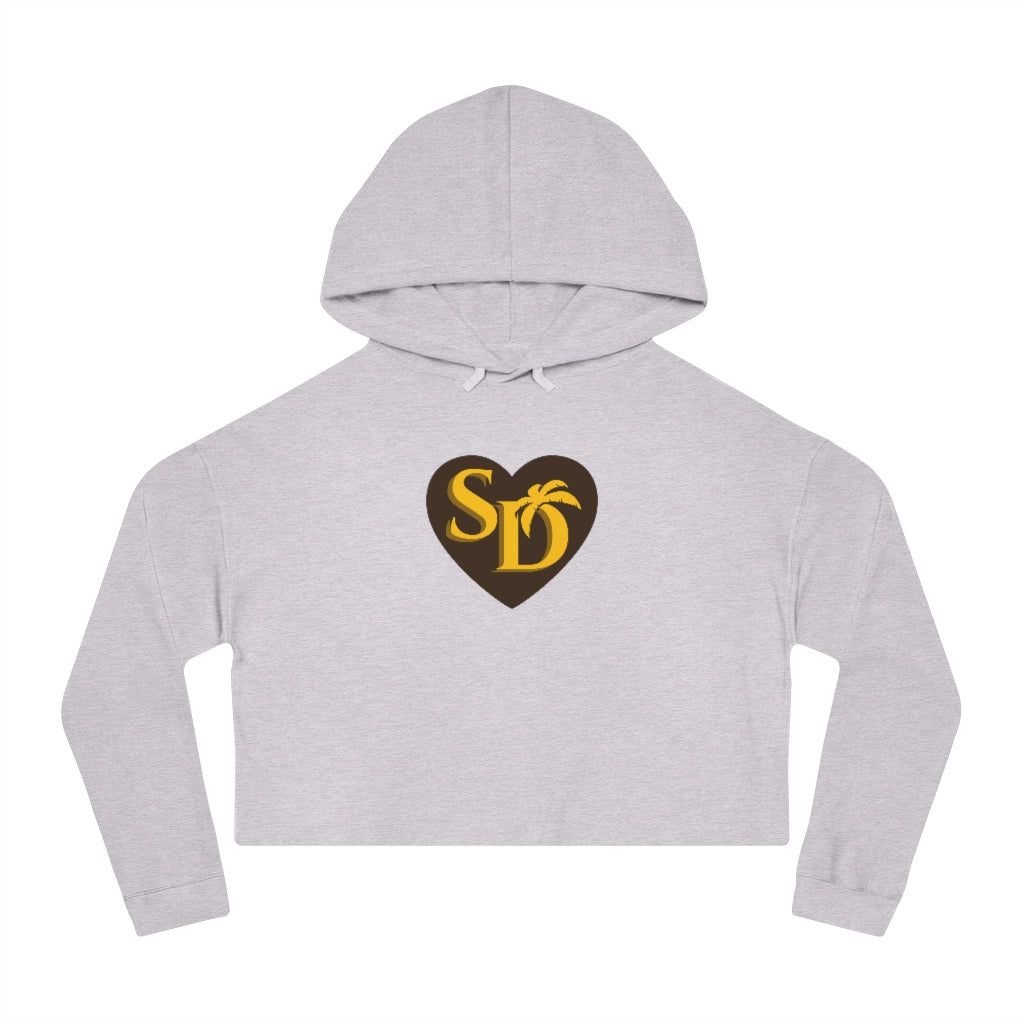 I Heart SD Brown & Gold Women's Cropped Hoodie