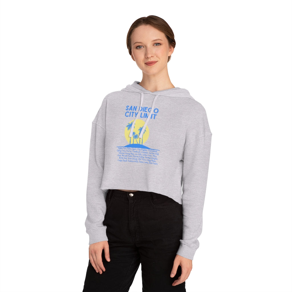 San Diego City Limit Cropped Hoodie | SD Areas on back (Baby Blue)