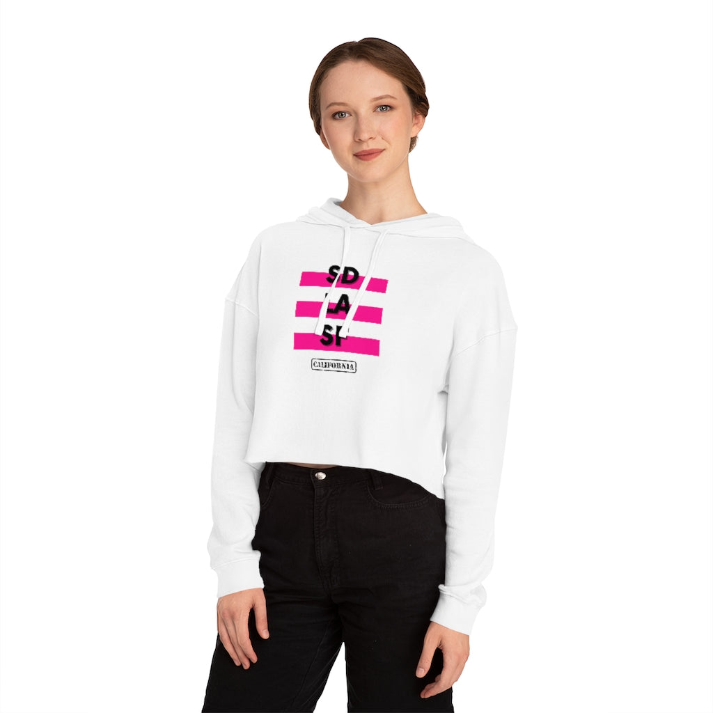 SD LA SF California Cropped Women's Hoodie (Pink)