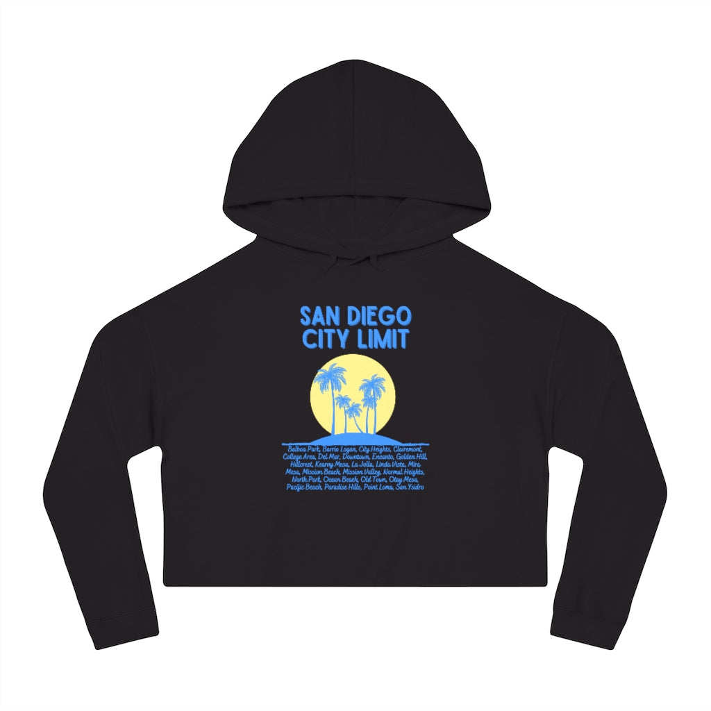 San Diego City Limit Cropped Hoodie | SD Areas on back (Baby Blue)