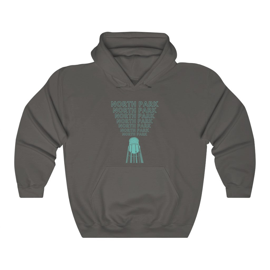 "Yell North Park" Water Tower Hoodie, SD Hooded Sweatshirt (Green) (Unisex)