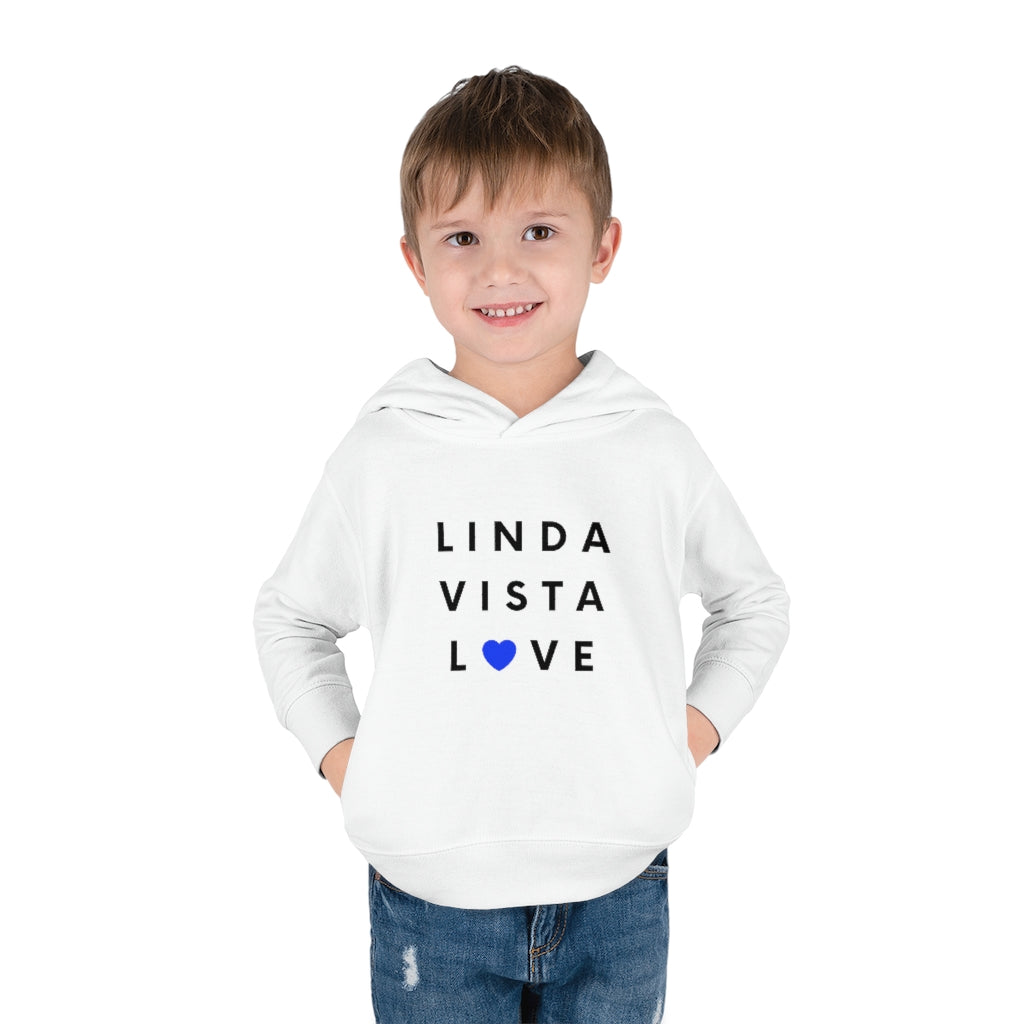 Linda Vista Love Toddler Hoodie, Kid's Pullover Fleece Hooded Sweater (Blue Heart)