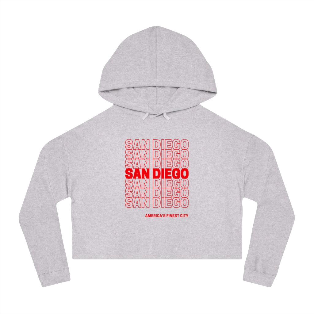 San Diego "Thank You" Cropped Women's Hoodie (Red)