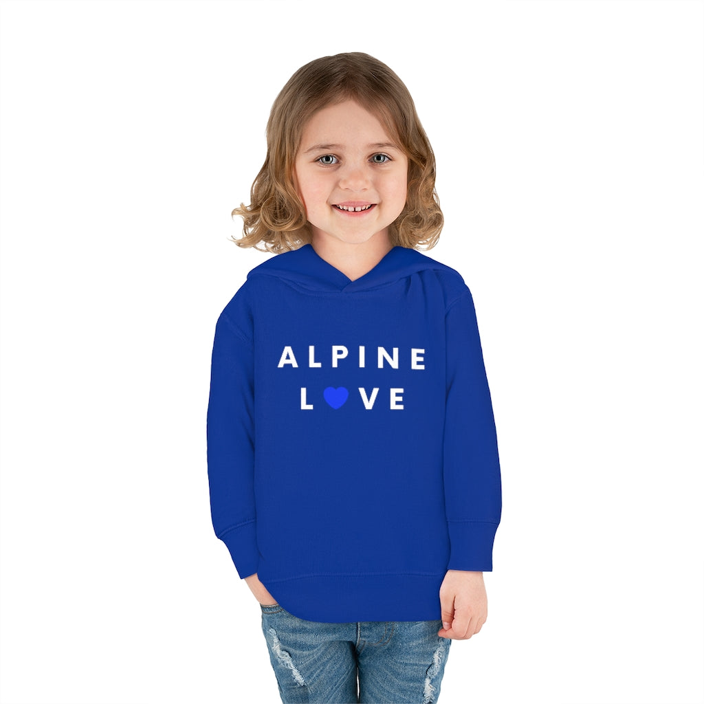 Alpine Love Toddler Hoodie, SD Pullover Fleece Kid's Hooded Sweater (Blue Heart)