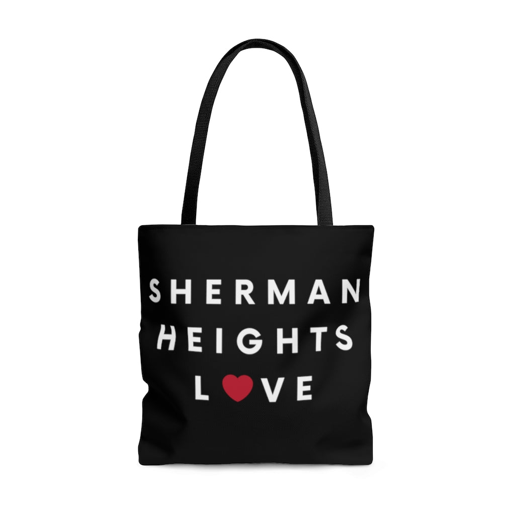 Sherman Heights Love Black Tote Bag, SD Beach Bag