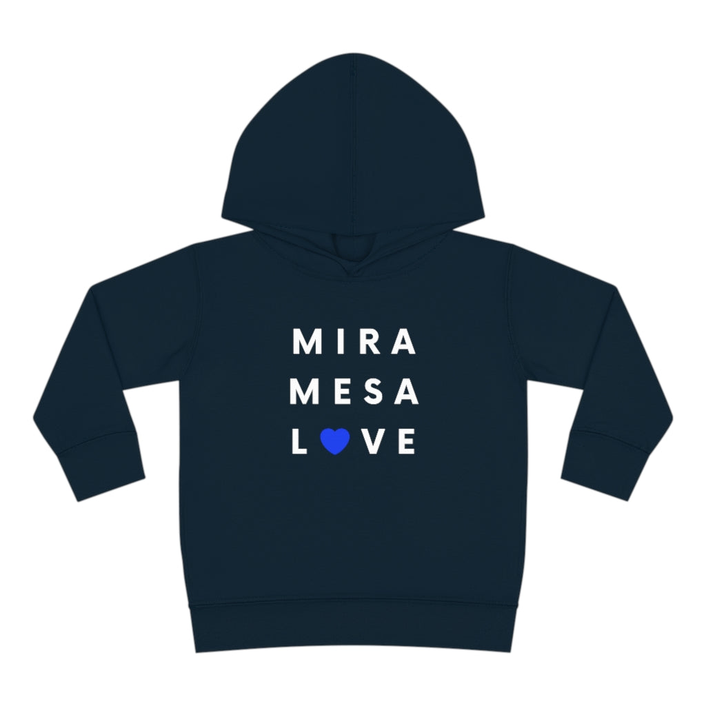 Mira Mesa Love Toddler Hoodie, Kid's Pullover Fleece Hooded Sweater (Blue Heart)