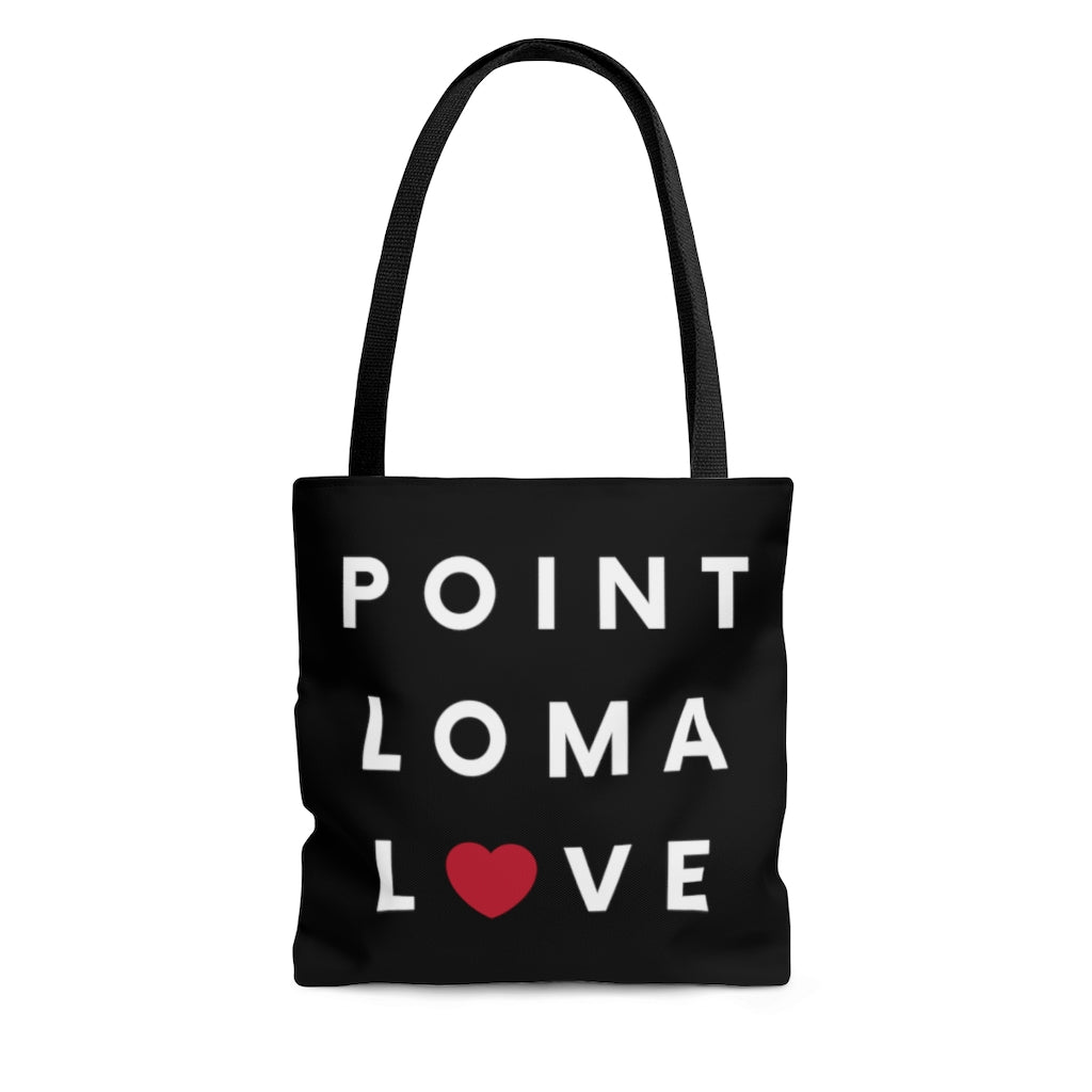 Point Loma Love Black Tote Bag, San Diego Neighborhood Beach Bag