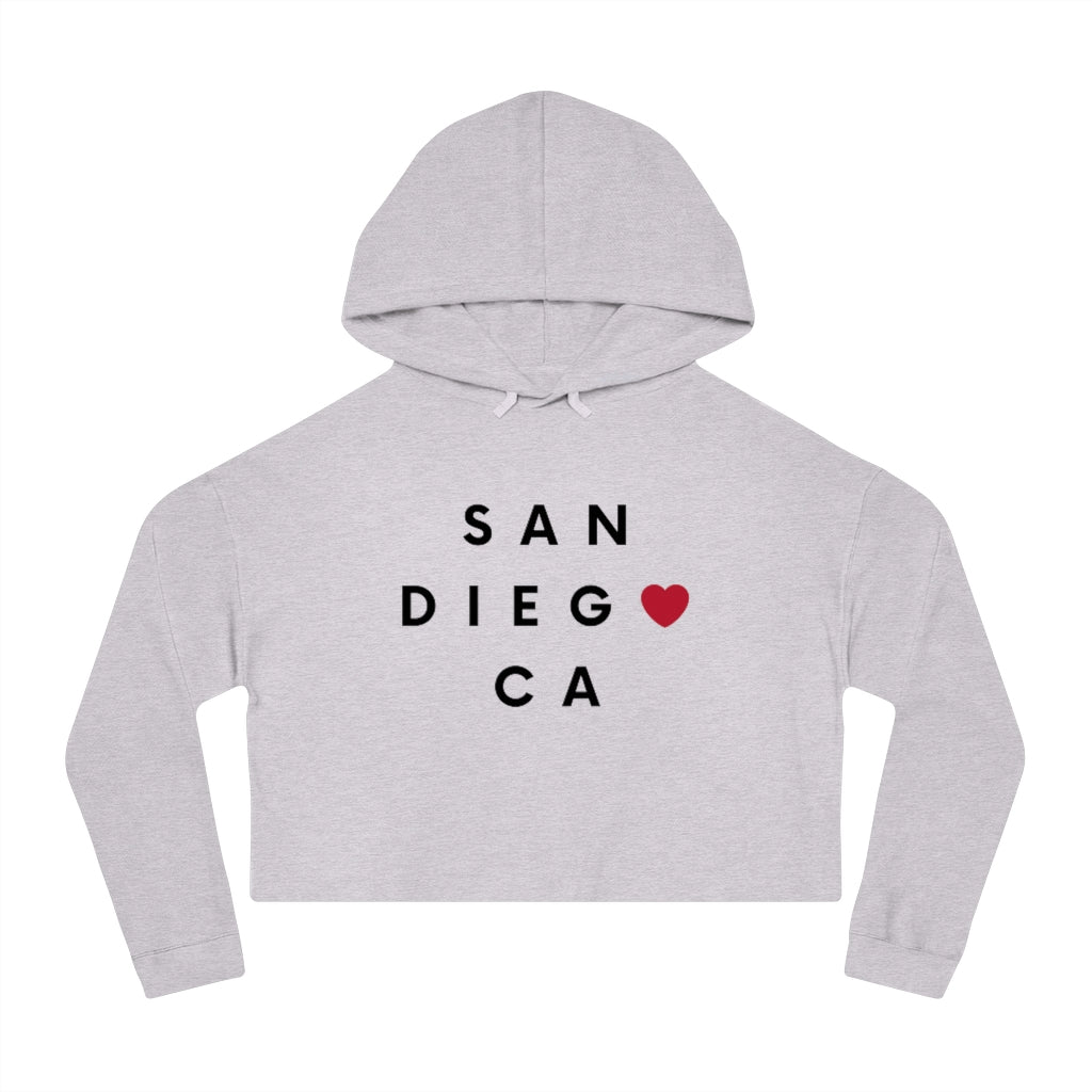 San Diego CA Women's Cropped Top Hoodie, SD Hooded Sweatshirt