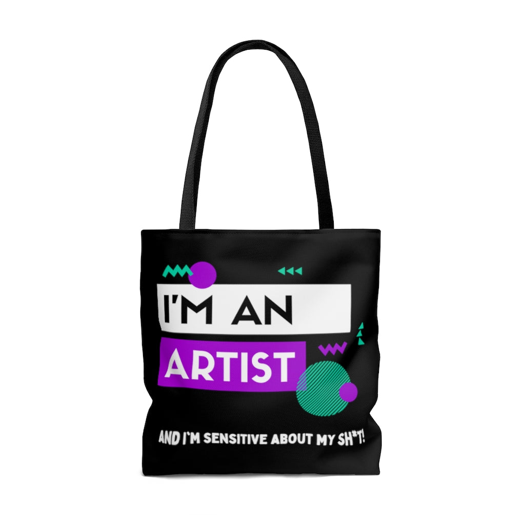 I'm an Artist Purple and Black Tote Bag