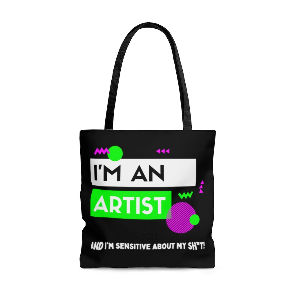 I'm an Artist Lime Green and Black Tote Bag