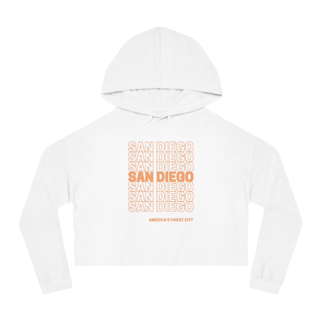 San Diego "Thank You" Cropped Women's Hoodie (Orange)