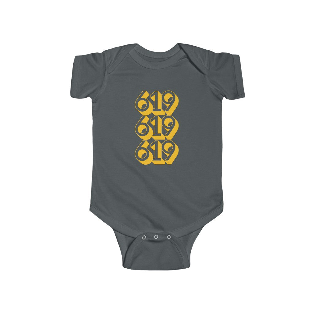 619 Baby Onesie, San Diego Brown and Gold Infant Bodysuit
