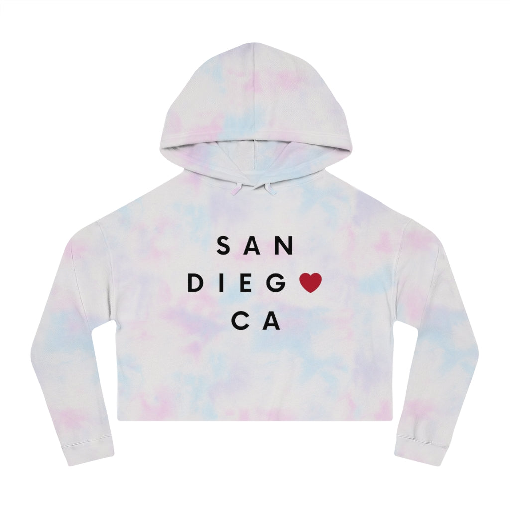 San Diego CA Women's Cropped Top Hoodie, SD Hooded Sweatshirt