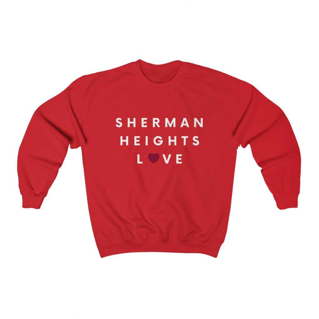 Sherman Heights Love Crewneck Sweatshirt (Red Heart) (Unisex)