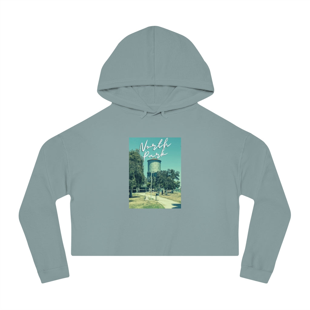 Classic North Park Water Tower Cropped Hoodie, Women's Hooded Sweatshirt